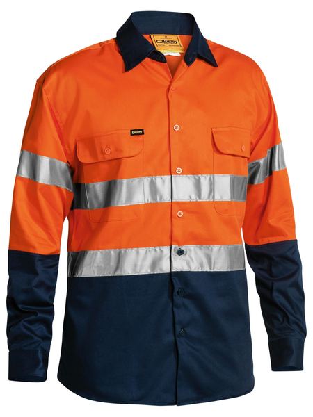 Bisley 2 Tone Hi Vis Shirt 3M Reflective Tape - Long Sleeve-(BT6456)