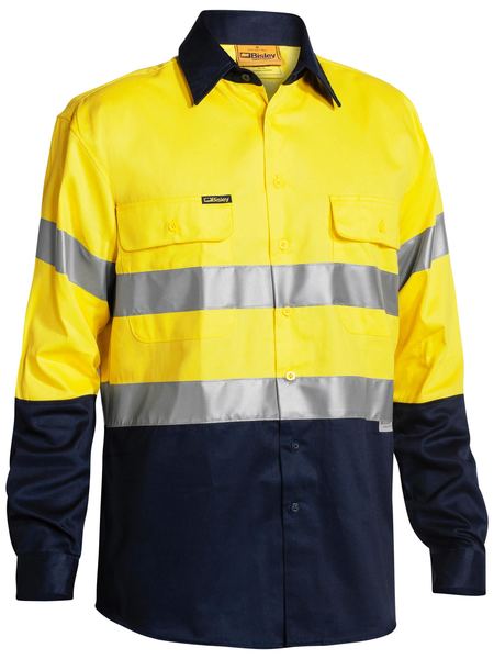 Bisley 2 Tone Hi Vis Shirt 3M Reflective Tape - Long Sleeve-(BT6456)