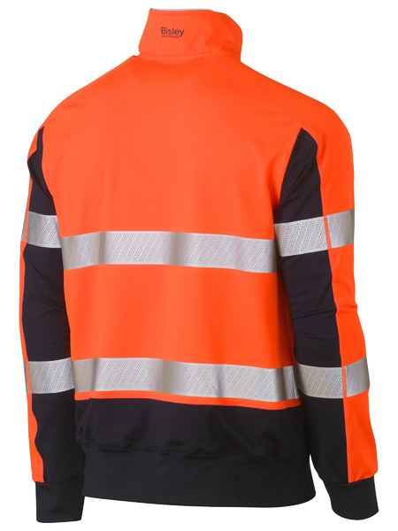 Bisley Taped Hi Vis Stretchy Fleece Zip Pullover (BK6817T)