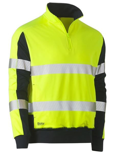 Bisley Taped Hi Vis Stretchy Fleece Zip Pullover (BK6817T)