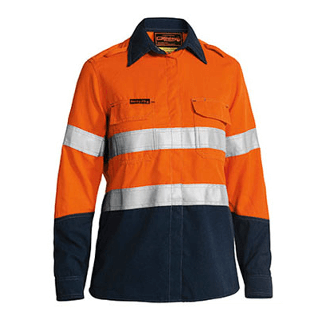 Bisley Tencate Tecasafe Plus Women's Taped Two Tone Hi Vis FR Vented Long Sleeve Shirt-(BL8082T)