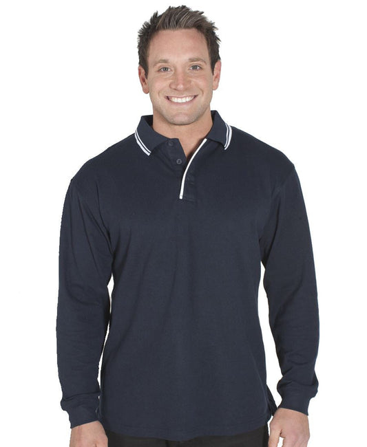 Jb's Long Sleeve Contrast Polo - Adults (210XC)