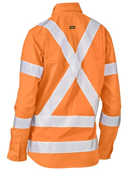 Bisley Women's X Taped Biomotion Hi Vis Cool Lightweight Drill Shirt (BL6166XT)