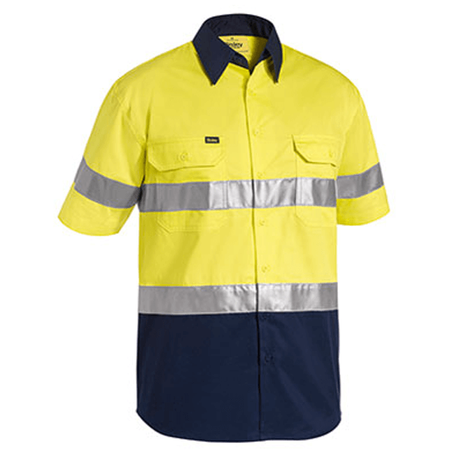 Bisley 3M Taped Two Tone Hi Vis Cool Lightweight Shirt - Short Sleeve-(BS1896)