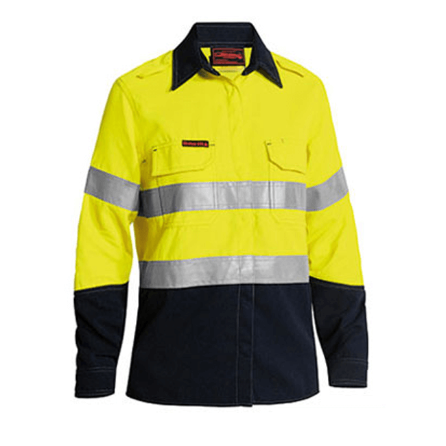 Bisley Tencate Tecasafe Plus Women's Taped Two Tone Hi Vis FR Vented Long Sleeve Shirt-(BL8082T)