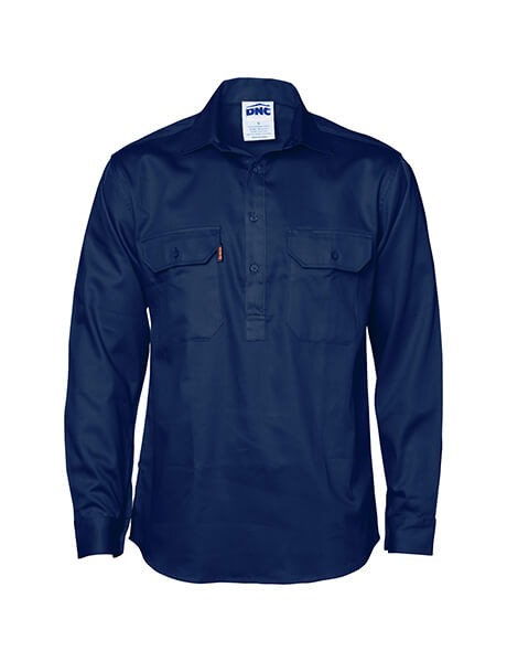 DNC Close Front Cotton Drill Shirt - Long Sleeve (3204)