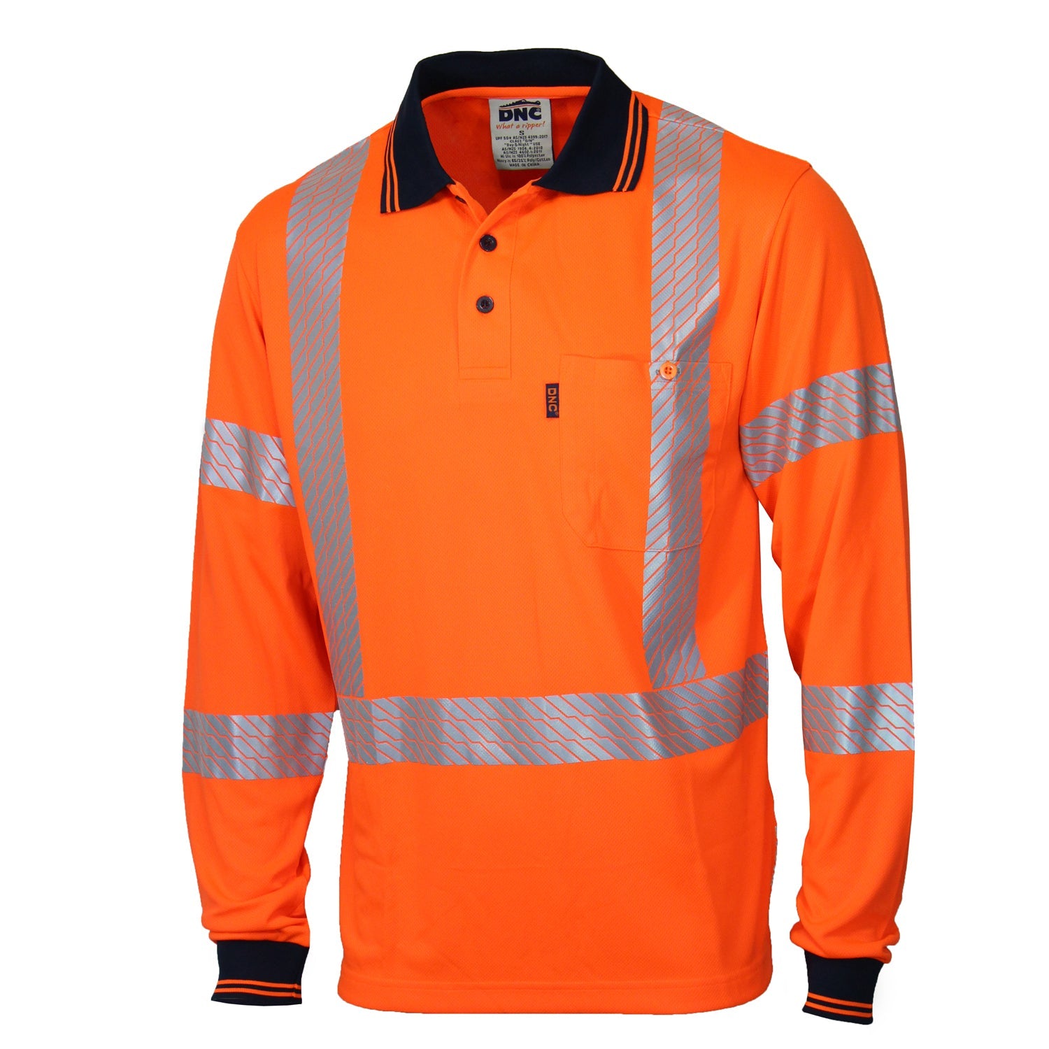 DNC Hivis Segmented Tape X Back Polo -LS (3510)