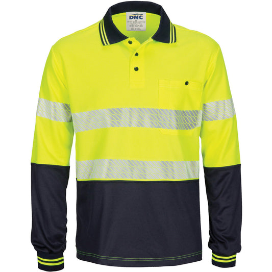 DNC Hi Vis Segment Taped Mircomesh Polo- L/S (3513)