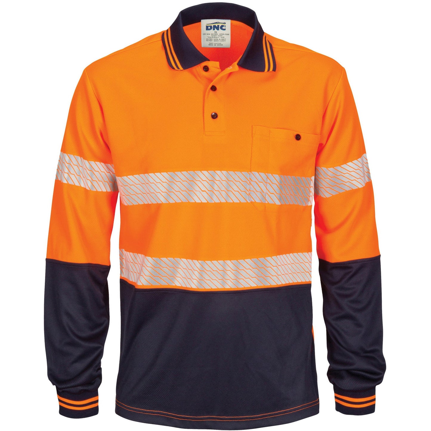 DNC Hi Vis Segment Taped Mircomesh Polo- L/S (3513)