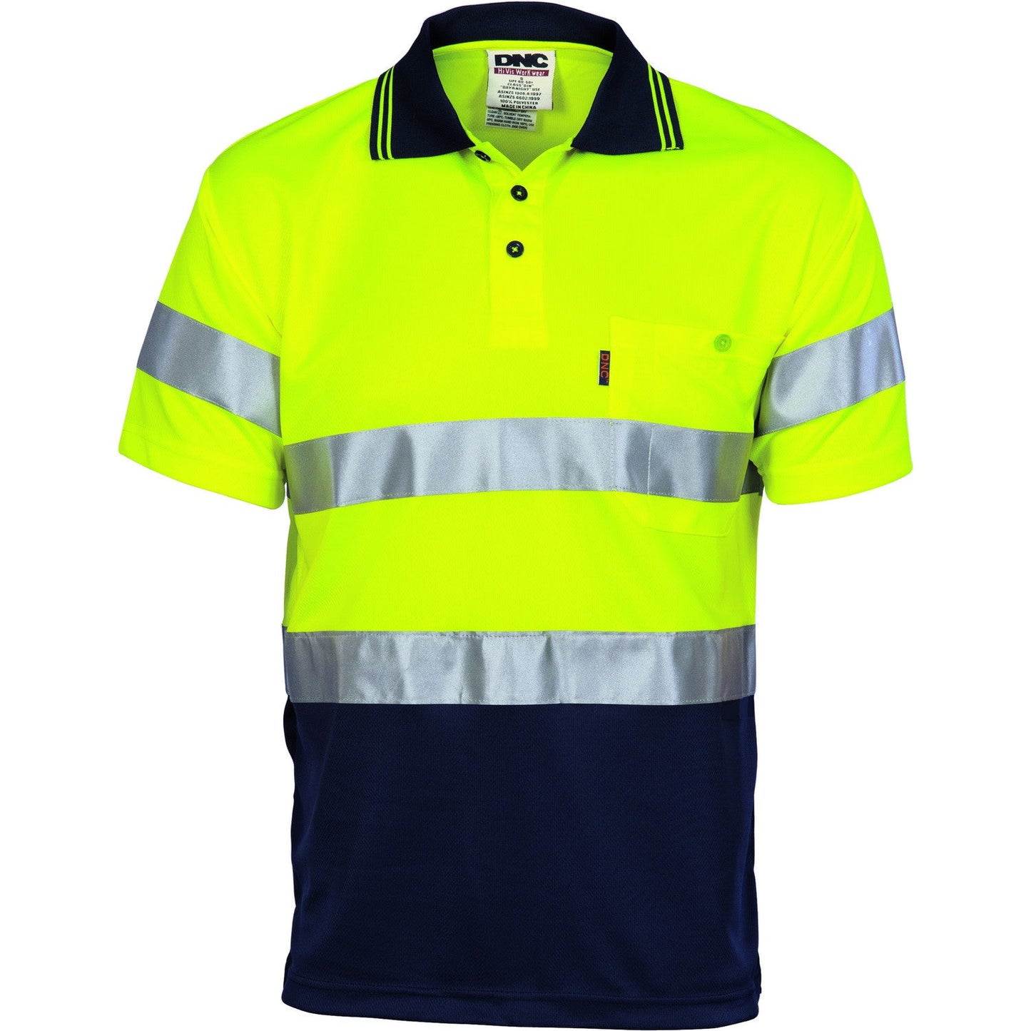 DNC HiVis D/D Cool Breathe Polo Shirt With CSR R/Tape - Short Sleeve (3715)