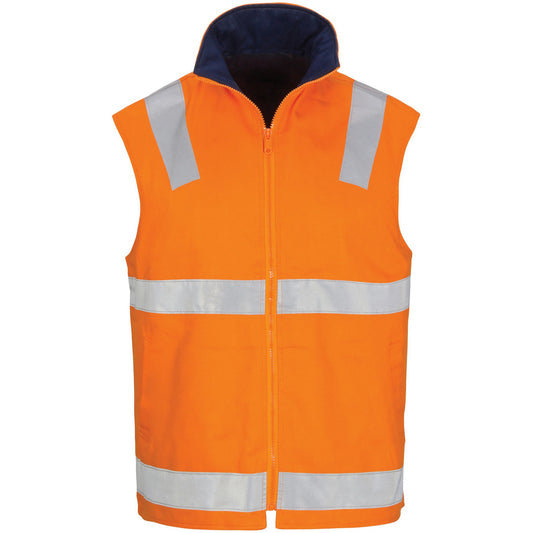 DNC HiVis Cotton Drill Reversible Vest with Generic R/Tape (3765)