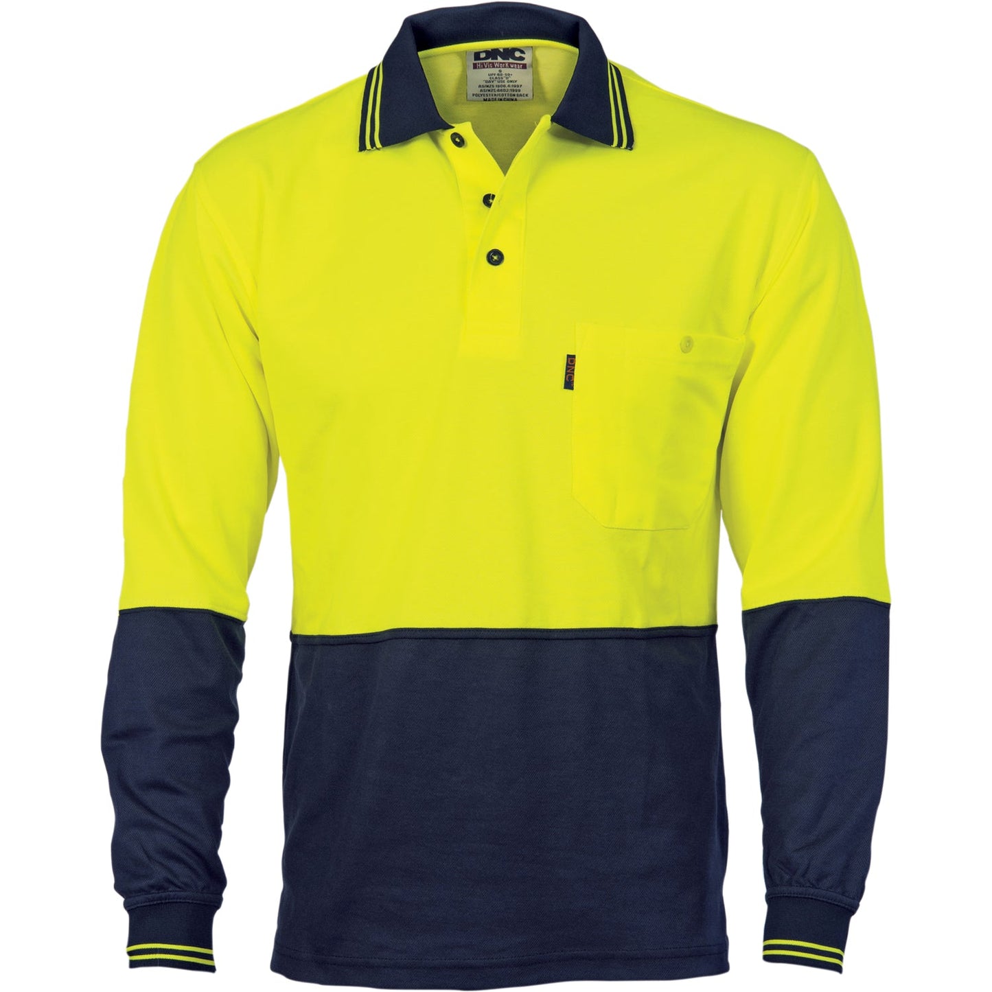 DNC Cotton Back Hi Vis Two Tone Fluoro Polo L/S (3816)