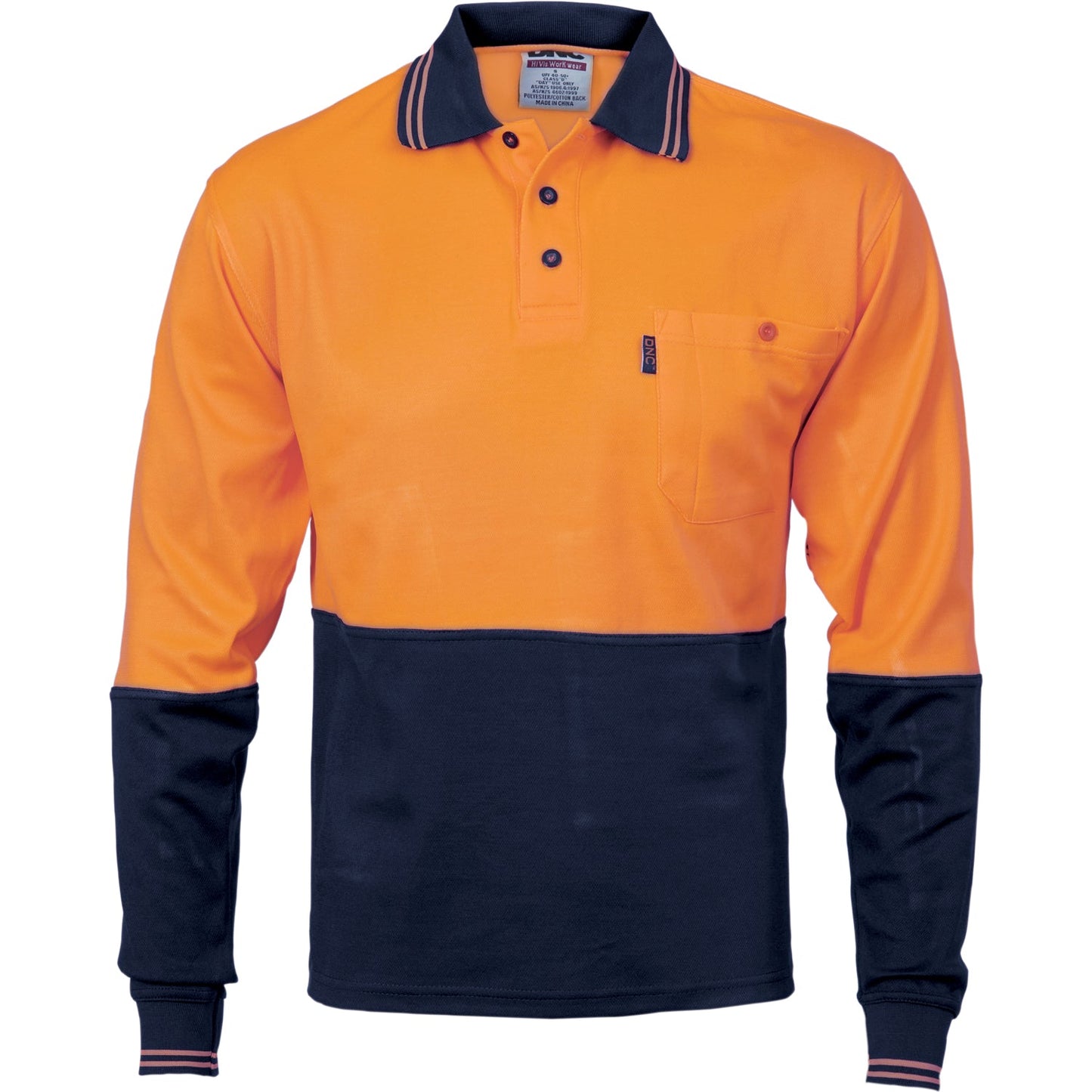 DNC Cotton Back Hi Vis Two Tone Fluoro Polo L/S (3816)