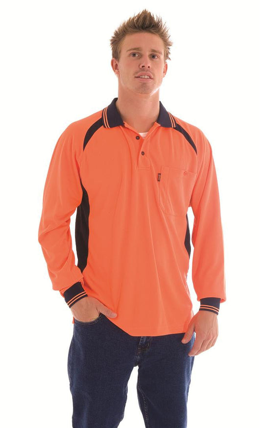 DNC Cool-Breeze Contrast Mesh Polo - long sleeve (3902)