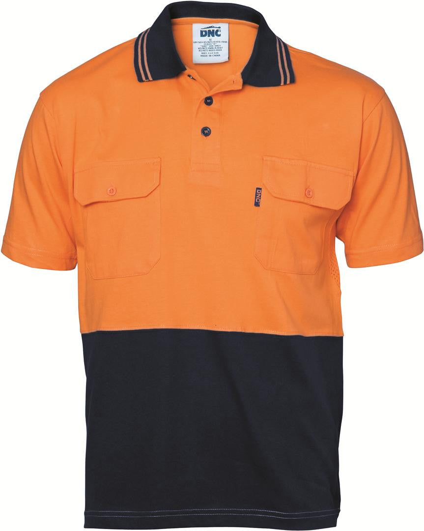 DNC Hivis Cool-breeze 2 Tone Cotton Jersey Polo Shirt With Twin Chest Pocket - S/S (3943)