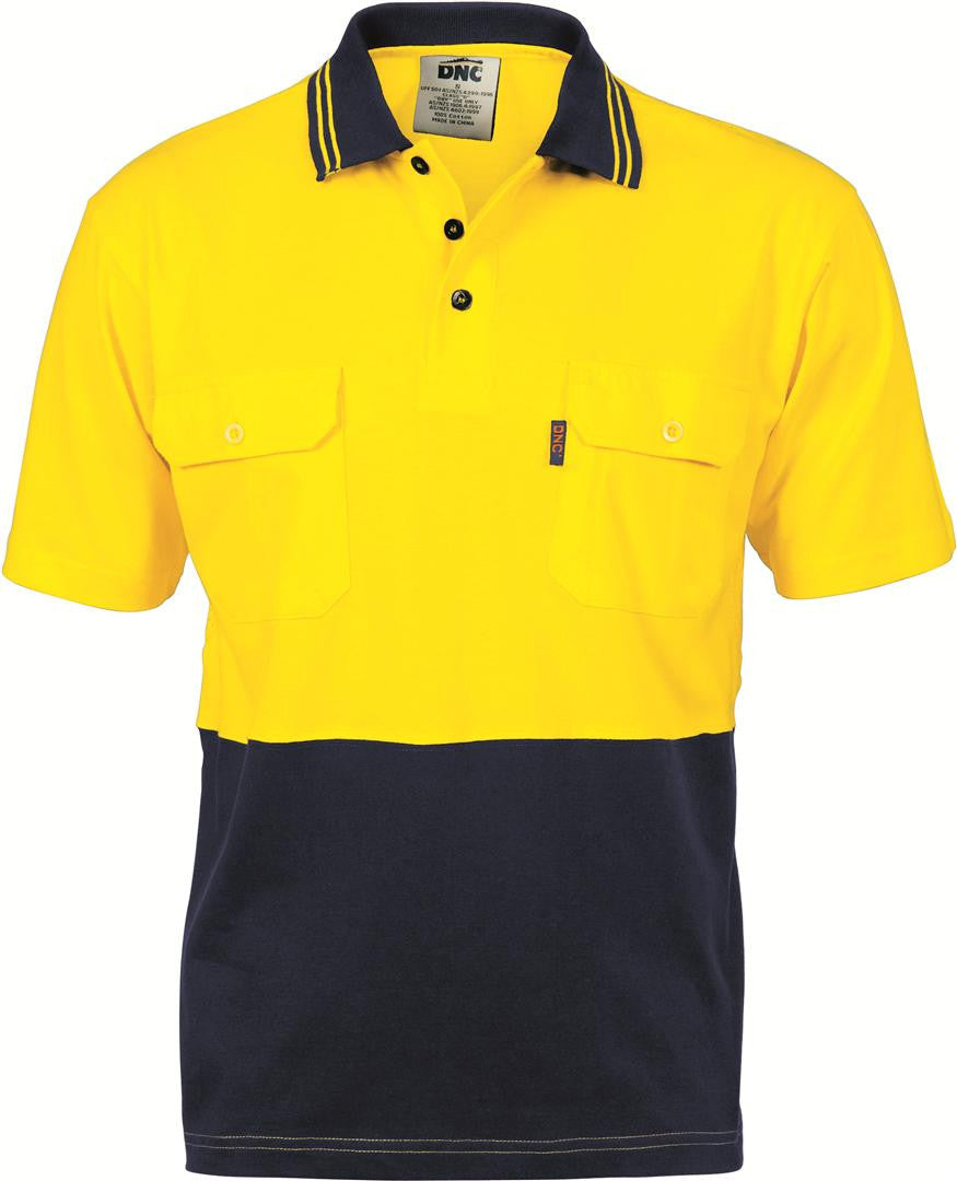 DNC Hivis Cool-breeze 2 Tone Cotton Jersey Polo Shirt With Twin Chest Pocket - S/S (3943)