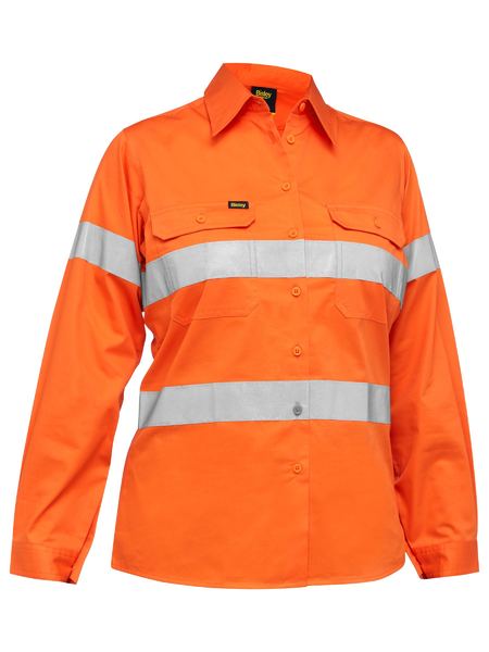 Bisley Women's Taped Hi Vis Cool Lightweight Drill Shirt -(BL6897)