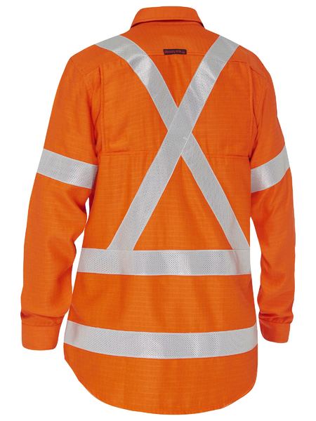 Bisley Apex 185 Women's X Taped Biomotion Hi Vis FR Ripstop Vented Shirt (BL8439XT)