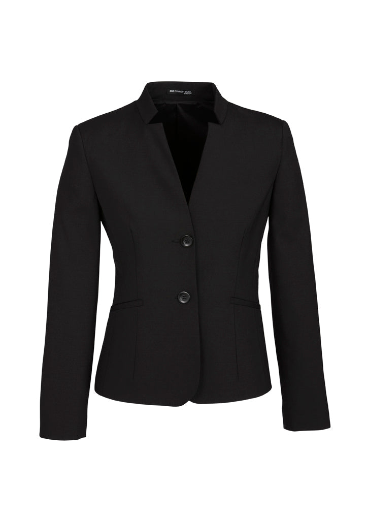 Biz Corporate Womens Comfort Wool Stretch Short Jacket with Reverse Lapel (64013)