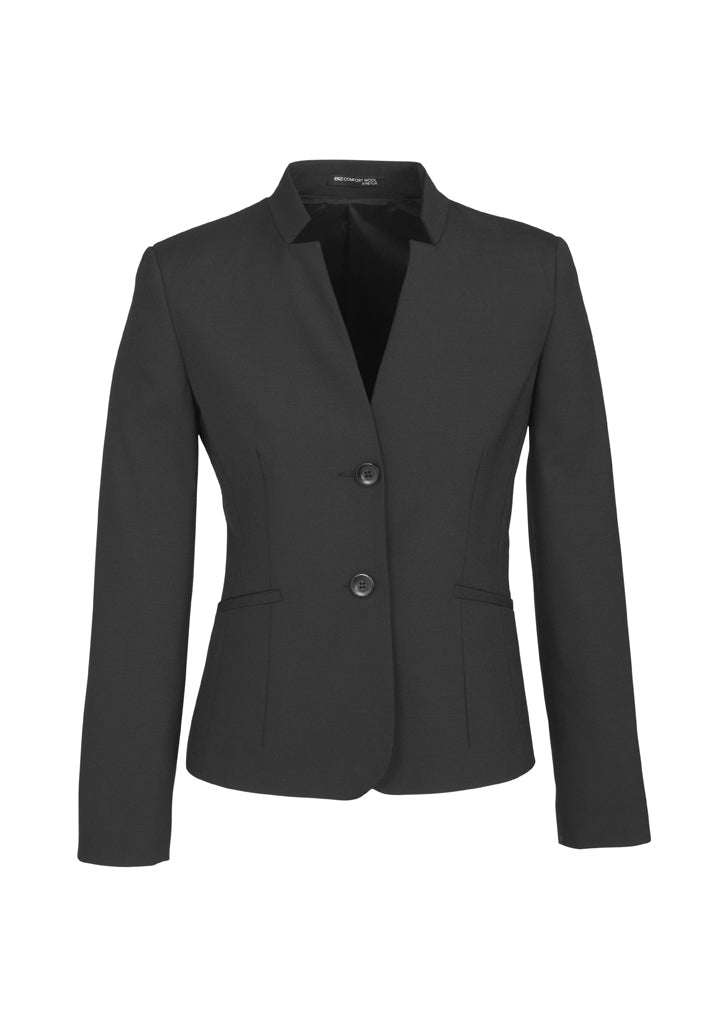 Biz Corporate Womens Comfort Wool Stretch Short Jacket with Reverse Lapel (64013)