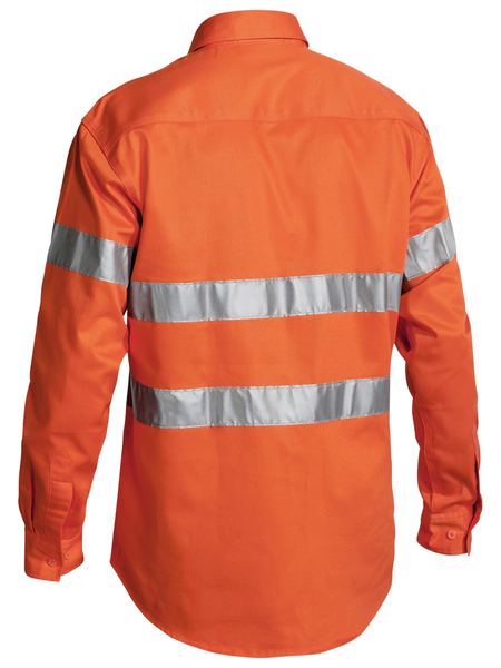 Bisley Hi Vis Closed Front Drill L/S Shirt 3M Reflective Tape-(BTC6482)