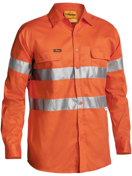 Bisley Hi Vis Drill L/S Shirt 3M Reflective Tape-(BT6482)