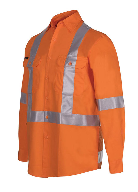 JB's Hi Vis (D+N) L/S 150G Cross Back Tape Shirt (6DCBL)