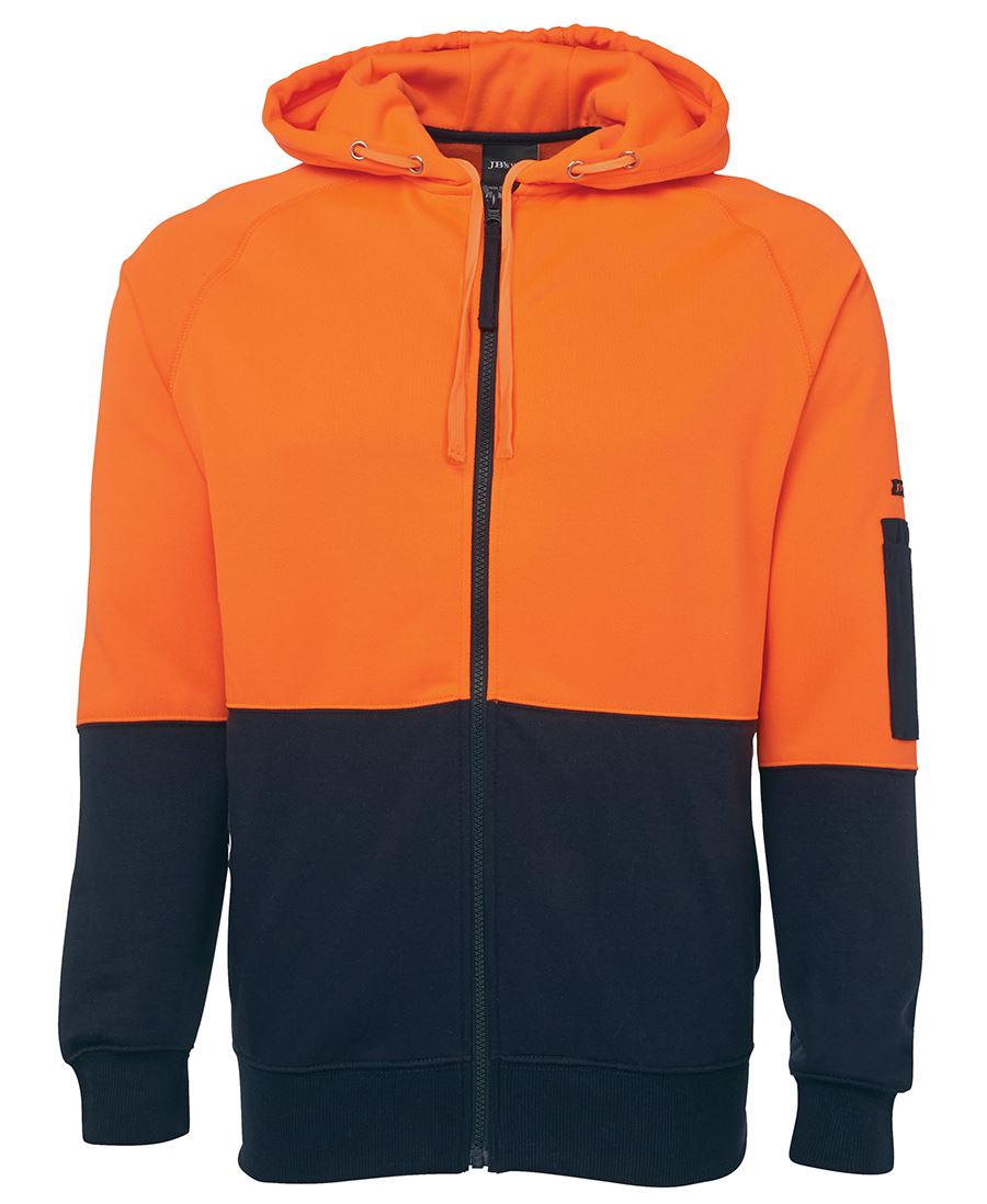 Jb's Hi Vis Hi Vis Full Zip Fleecy Hoodie - Adults (6HVH)