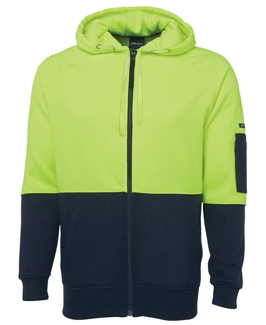 Jb's Hi Vis Hi Vis Full Zip Fleecy Hoodie - Adults (6HVH)