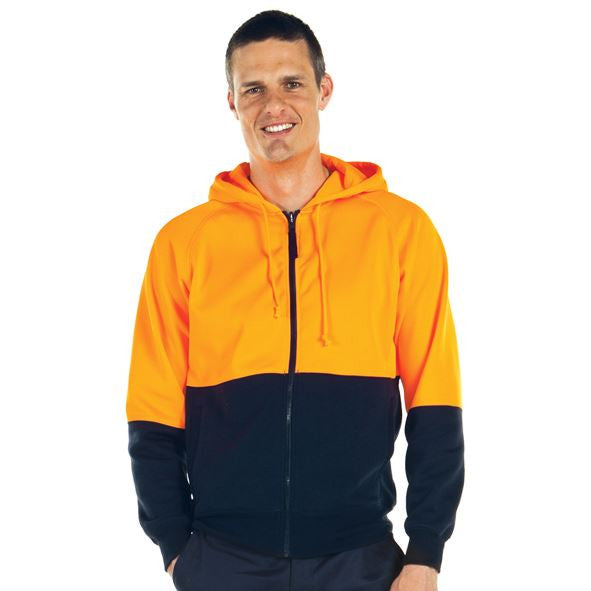 Jb's Hi Vis Hi Vis Full Zip Fleecy Hoodie - Adults (6HVH)