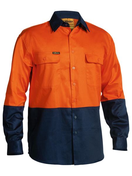 Bisley 2 Tone Hi Vis Drill Shirt - Long Sleeve-(BS6267)