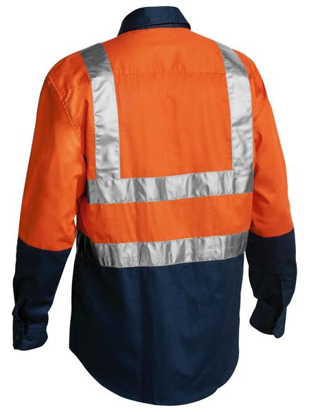 Bisley 2 Tone Hi Vis Drill Shirt 3M Reflective Tape - Long Sleeve-(BS6267T)