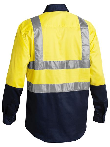 Bisley 2 Tone Hi Vis Drill Shirt 3M Reflective Tape - Long Sleeve-(BS6267T)