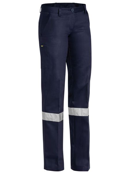 Bisley Ladies Drill Pant 3m Reflective Tape-(BPL6007T)