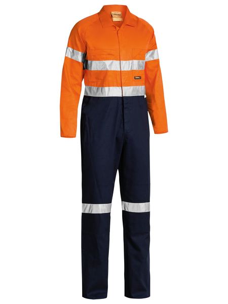 Bisley 2 Tone Hi Vis Lightweight Coveralls 3m Reflective Tape-(BC6719TW)