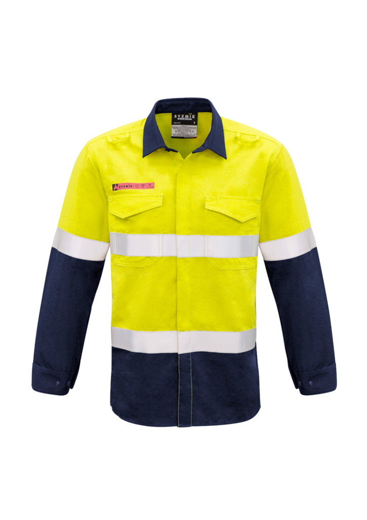 Syzmik Mens Red Flame Hi Vis Shirt - Hoop Taped (ZW132)