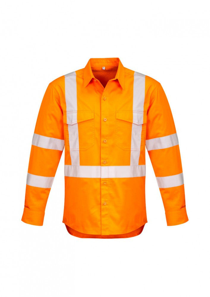 Syzmik Mens Hi Vis X Back Taped L/S Shirt (ZW690)