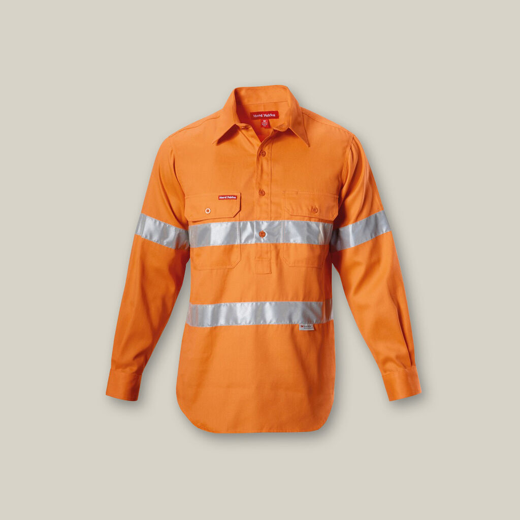 Hard Yakka Hi-visibility Closed Front Cotton Drill Shirt With 3m Tape Long Sleeve (Y07899)