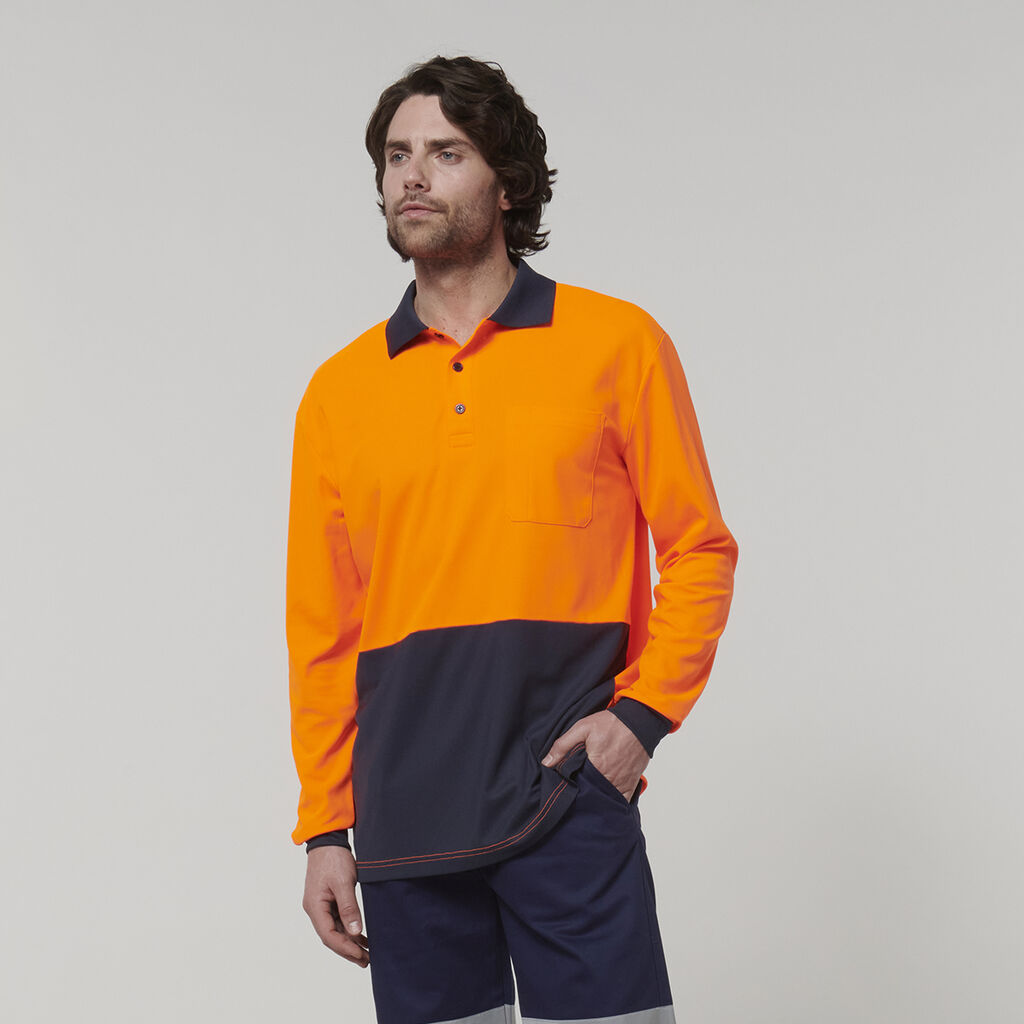 Hard Yakka Men's Long Sleeve Hi Vis Polo (Y19617)