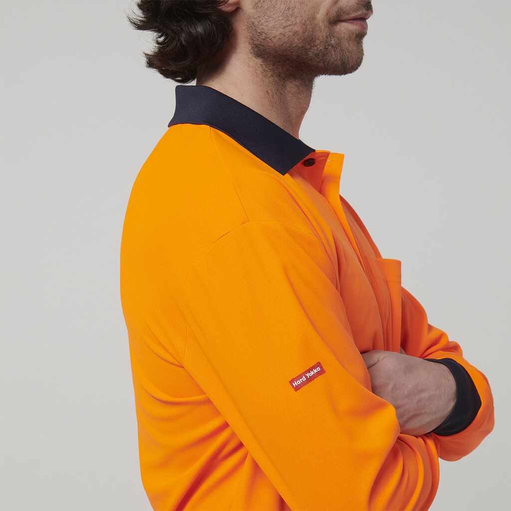 Hard Yakka Men's Long Sleeve Hi Vis Polo (Y19617)