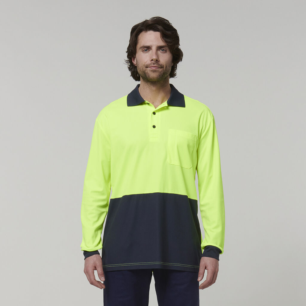 Hard Yakka Men's Long Sleeve Hi Vis Polo (Y19617)