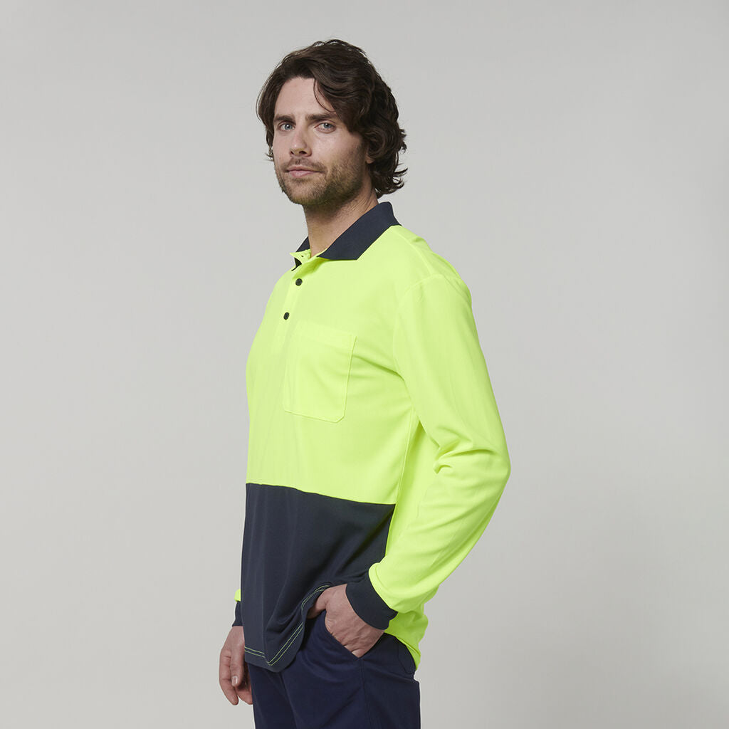 Hard Yakka Men's Long Sleeve Hi Vis Polo (Y19617)