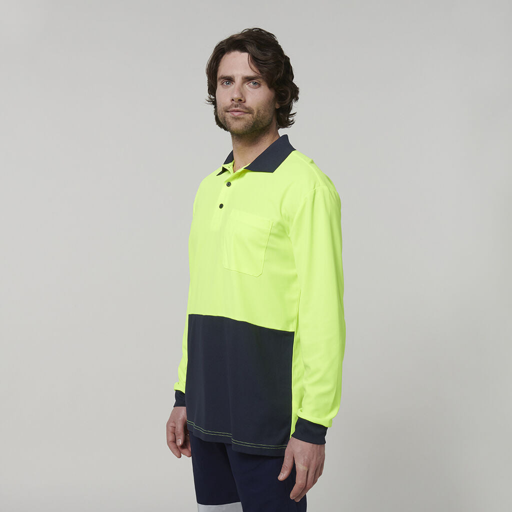 Hard Yakka Men's Long Sleeve Hi Vis Polo (Y19617)